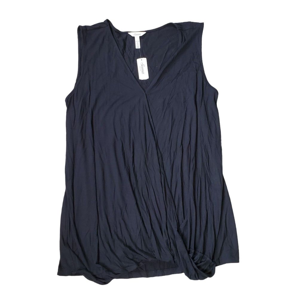 Soma Sleeveless Wrap Top Soft Jersey Tank Top Bubble Black sz 2x NEW